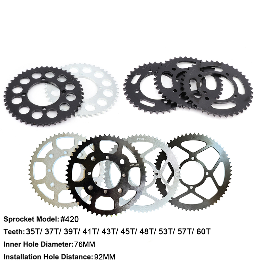 Motorcycle Gear Ratio - Motorcycle 420 Chain 35/37/39/41/43/45/48/51/53/57/60T Rear Sprocket