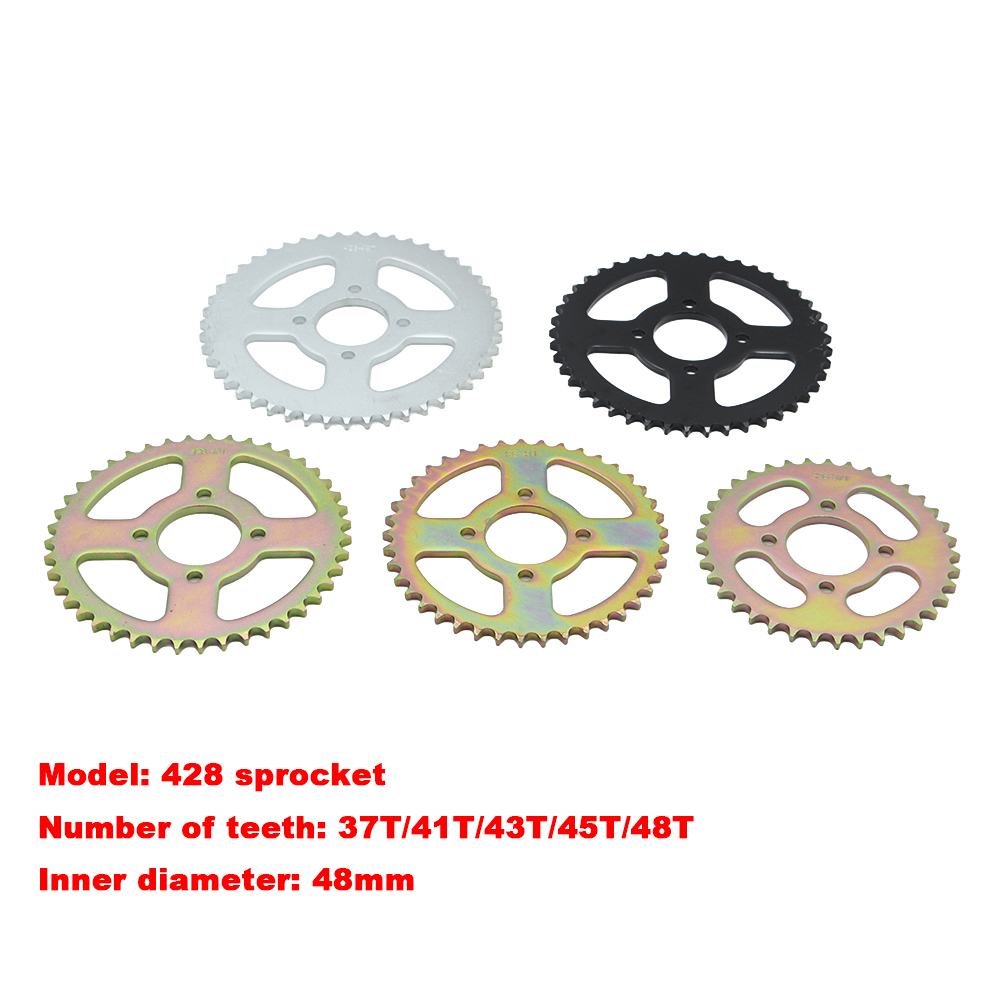 Motorcycle Gear Ratio - 428 Sprocket 37T/41T/43T/45T/48T 48mm Rear Sprocket
