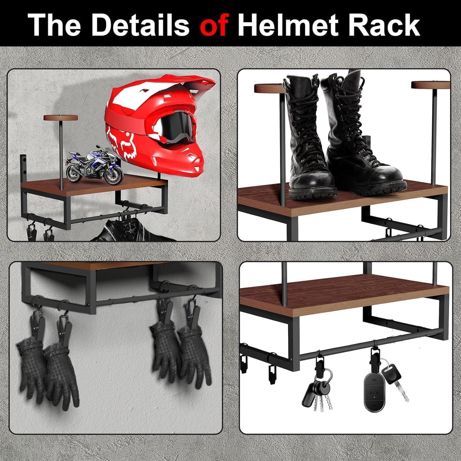 Wooden Motorcycle Helmet Wall  - Motorcycle Gear Holder review and price