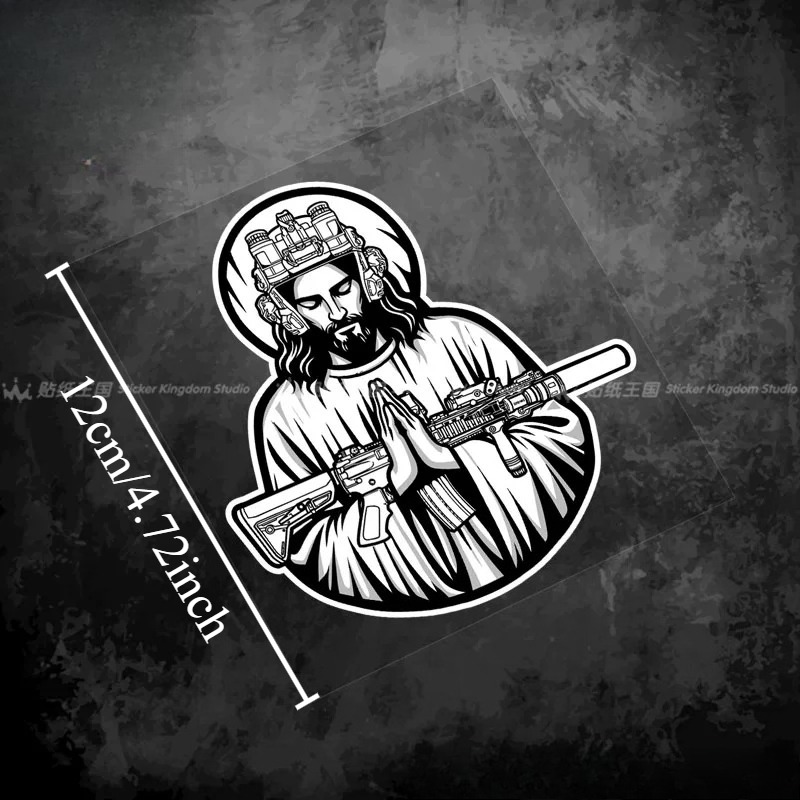 Tactical Black White Jesus Vir - Motorcycle Gear White review and price